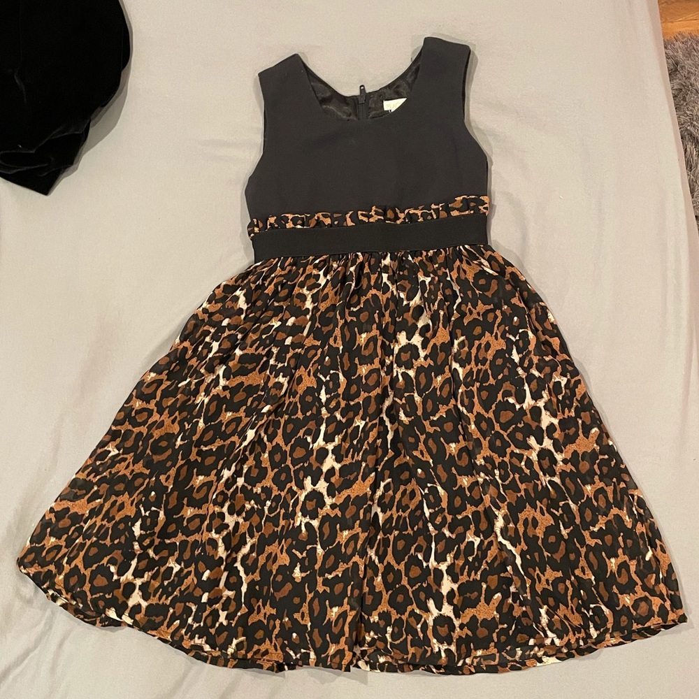 Children’s place black and cheetah print dress